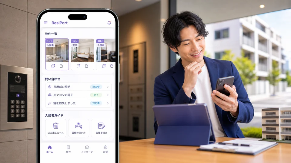 ResiPortの利用シーンと画面のイメージ
